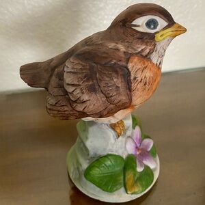 Andrea By Sadek Brown and Orange Bird Figurine